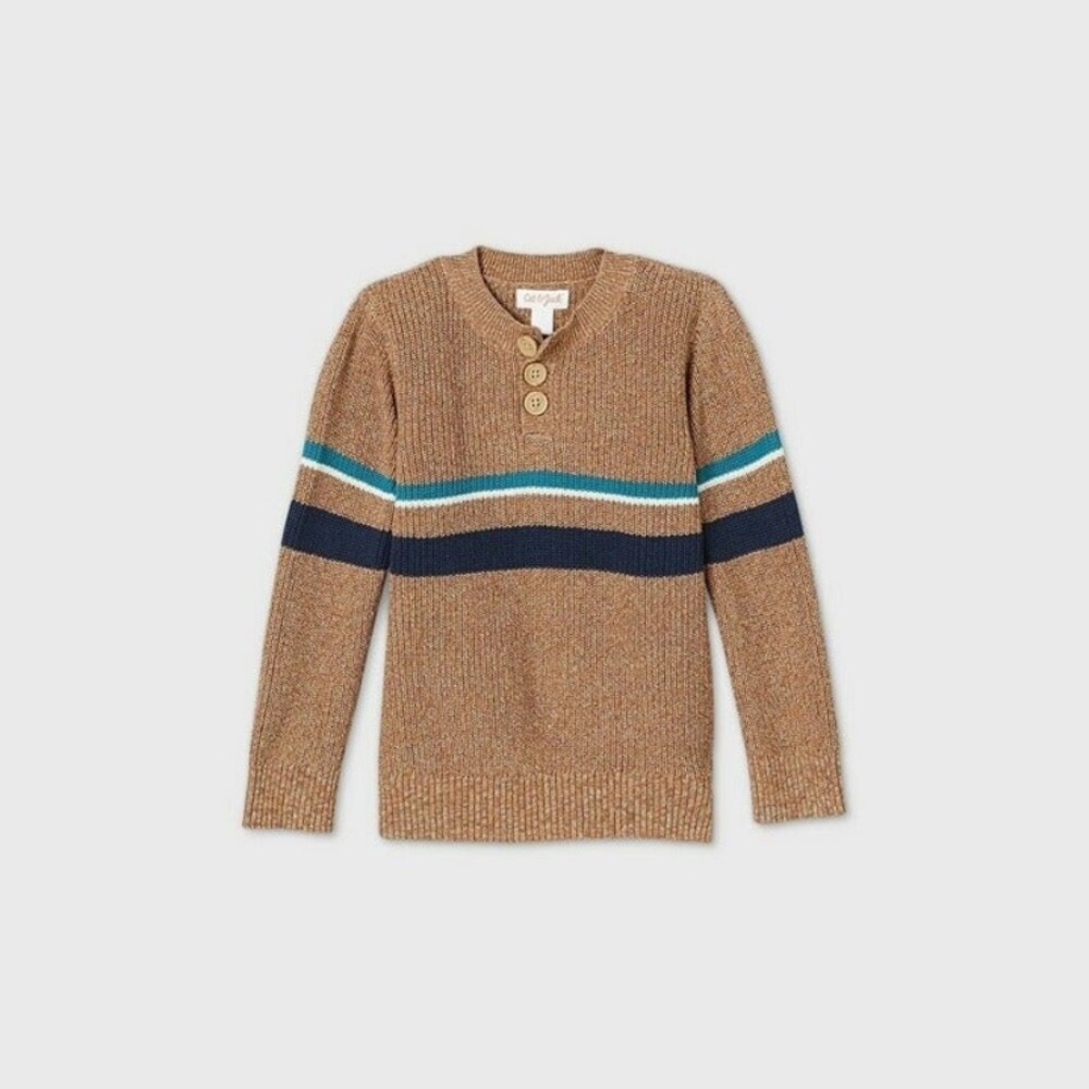 Cat & Jack Henley Sweater w/stripe-Size 2T